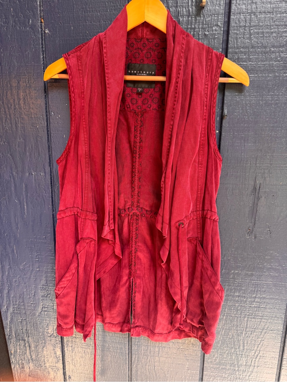 Sanctuary Sleeveless Draped Tunic Vest - Deep Red